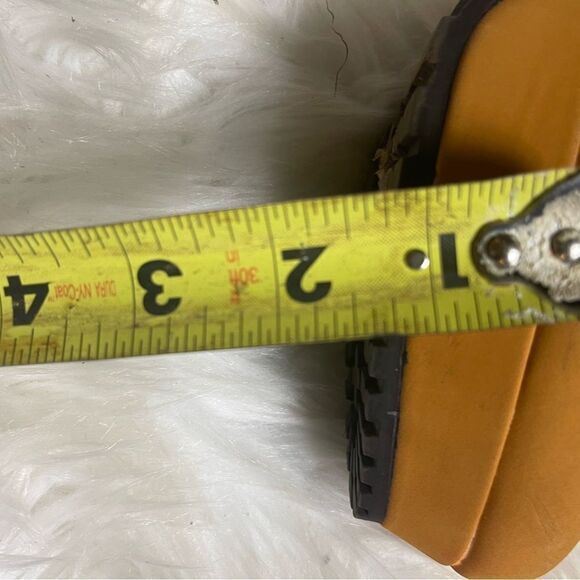 Bamboo Synthetic nubuck tan Combat knee high lace Up Stiletto Platform Boots SZ9 - Picture 10 of 12